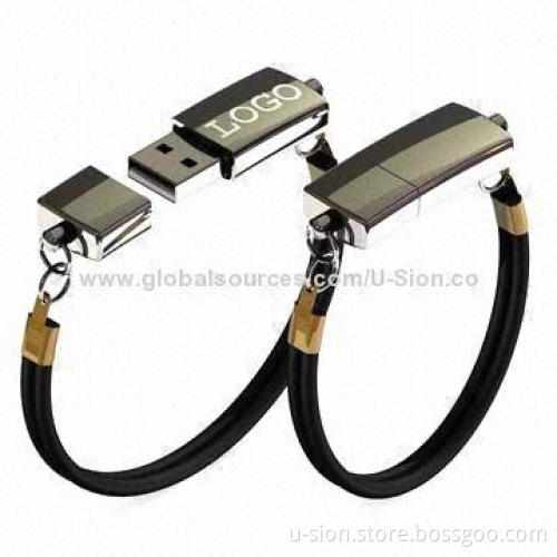 Wristband USB Flash Drives with 125MB to 32GB Memory Capacity, Customized Logos Available